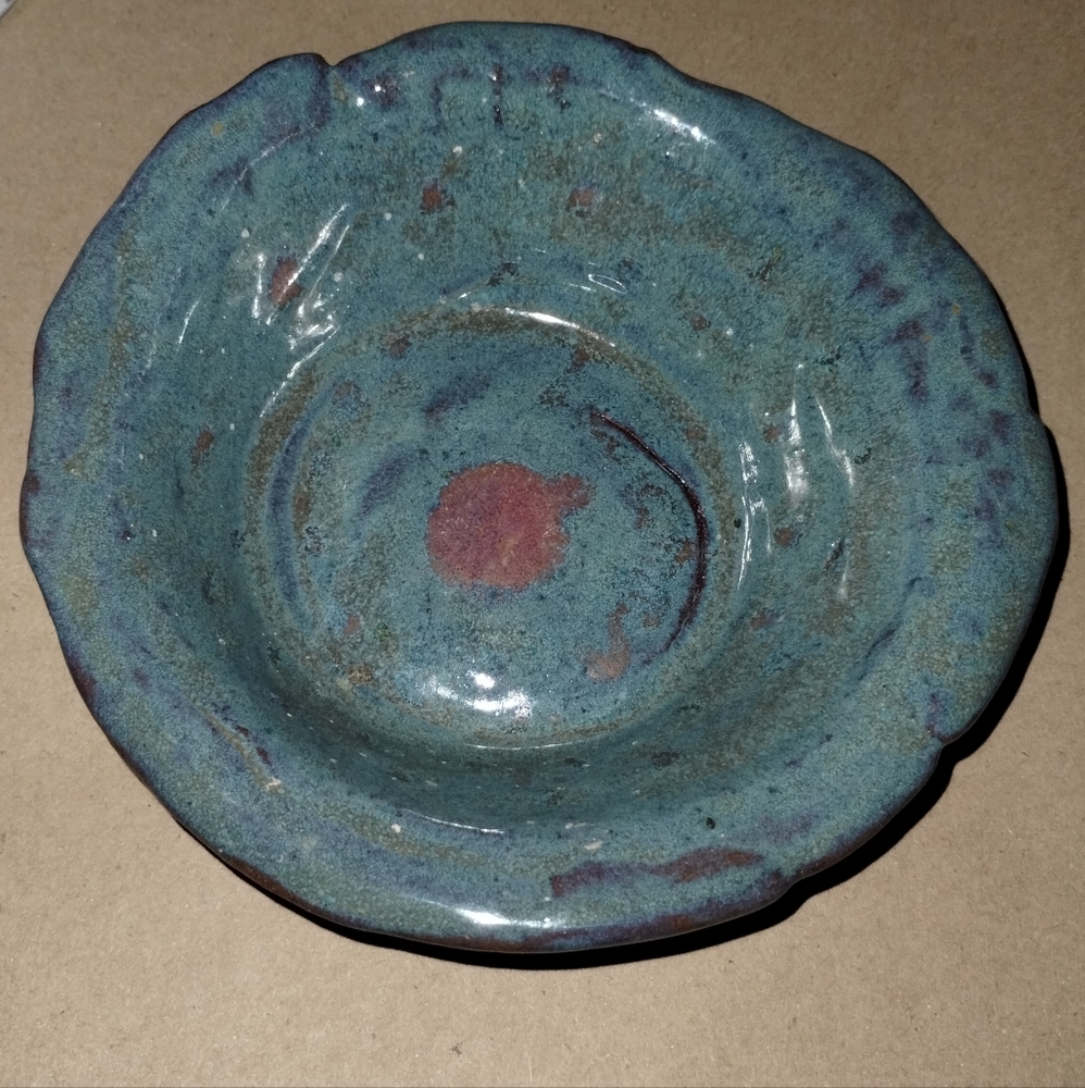 Pottery Trinket Dish- Blue and Brown